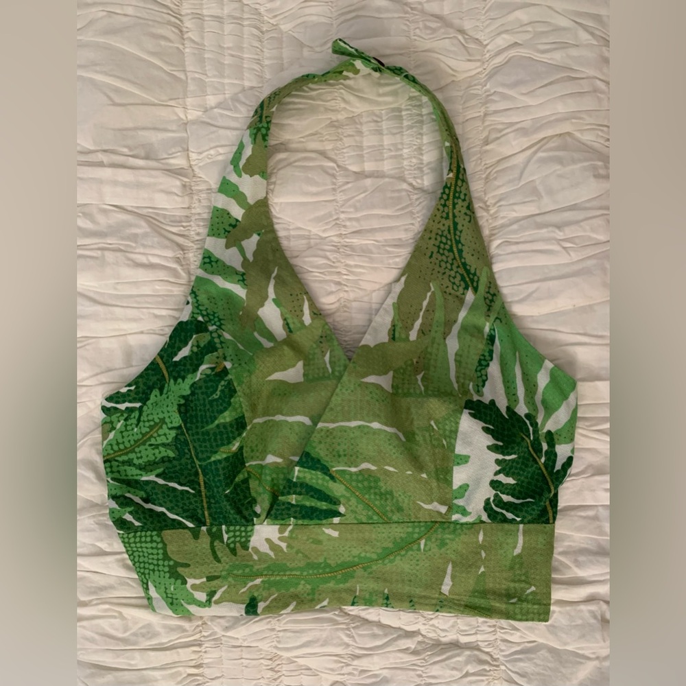 Anthropologie palm leaf halter top sz 4
